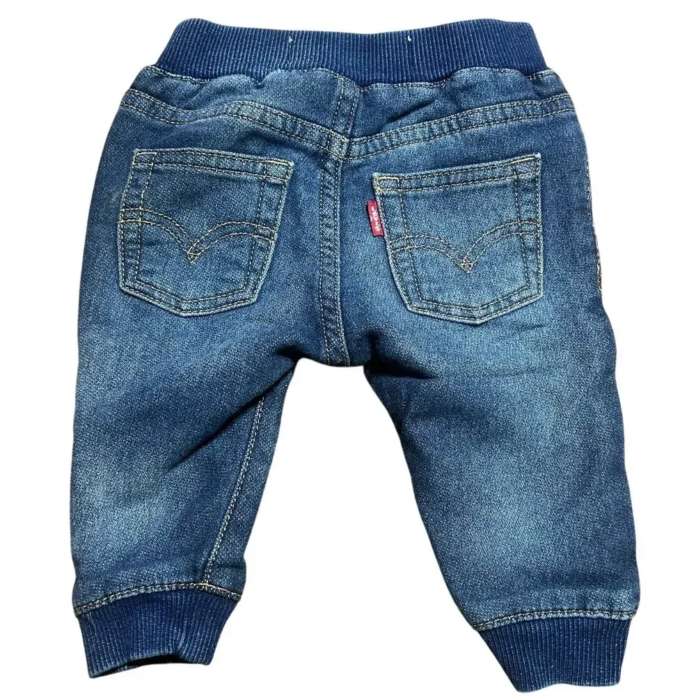 Levi’s baby boys knit denim jogger pants elasticated waistband ribbed cuff 3-6